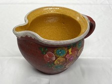 Vintage Keramik Krug Kanne Gef&auml;&szlig; Keramikgef&auml;&szlig; handbemalt Blumen rot H&ouml;he 10,3 cm