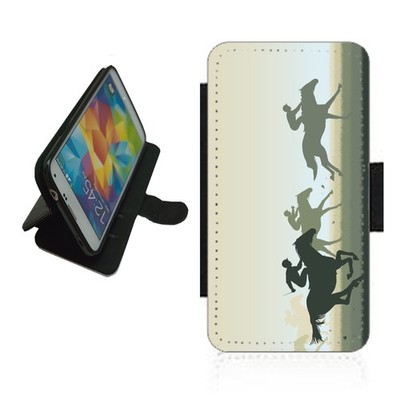 Pferderennen Handyhülle Wallet für iPhone Samsung Google Flip Cover HOR3