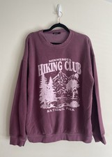 Boohoo Washed Dark Pink Graphic Women  s Oversized Sweatshirt Size L UK 16-18