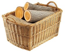 Holzkorb Kaminholzkorb Kaminholztrage - eckig gekochte Weide Leinen 64x43x34 cm