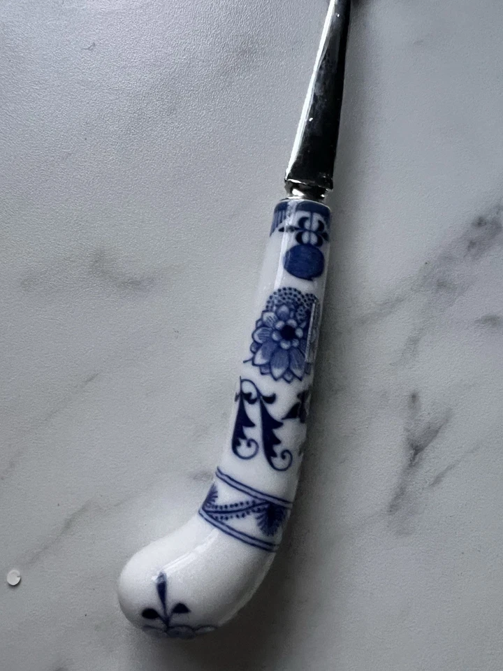 "Cuchara para servir de 10"" con mango de porcelana Sheffield England Danube ranurada cebolla" Foto 3 de 4