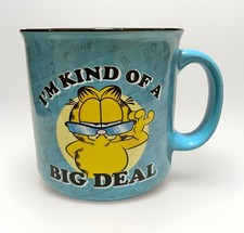 NEW Garfield "I'm Kind Of A Big Deal" 20oz Blue Stoneware Camper Style M ug