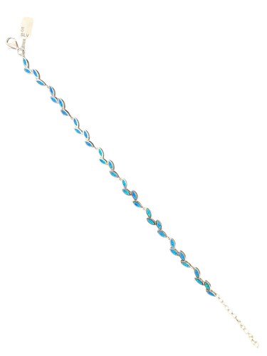 925 Sterling Silver Opal Leaf Link Bracelet | Botanical Jewelry Greek EL GRECO - Picture 3 of 6
