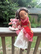 Disney Store Princess Elena of Avalor Plush Doll 20" And Jaquin Estrella Leopard
