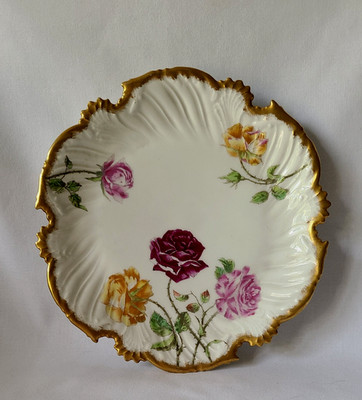 Antique T&V Limoges Plate 8.25'' Roses & Gold Early 1900s