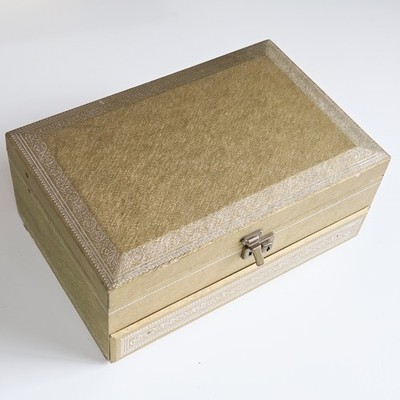 Vintage MCM Gold Jewelry Box Multi Level Organizer with Drawer Hooks GrandmaCore