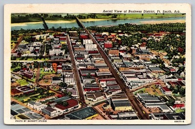 Vintage Aerial View Postcard of Ft. Smith Business District Arkansas