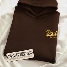 Custom Embroidered Left Chest Dad Established Hoodie, Father's Day Hoodie Gift