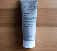 Natio For Men Purifying Face Scrub All skin types Pre-shave 3.5 Oz NEW Sealed