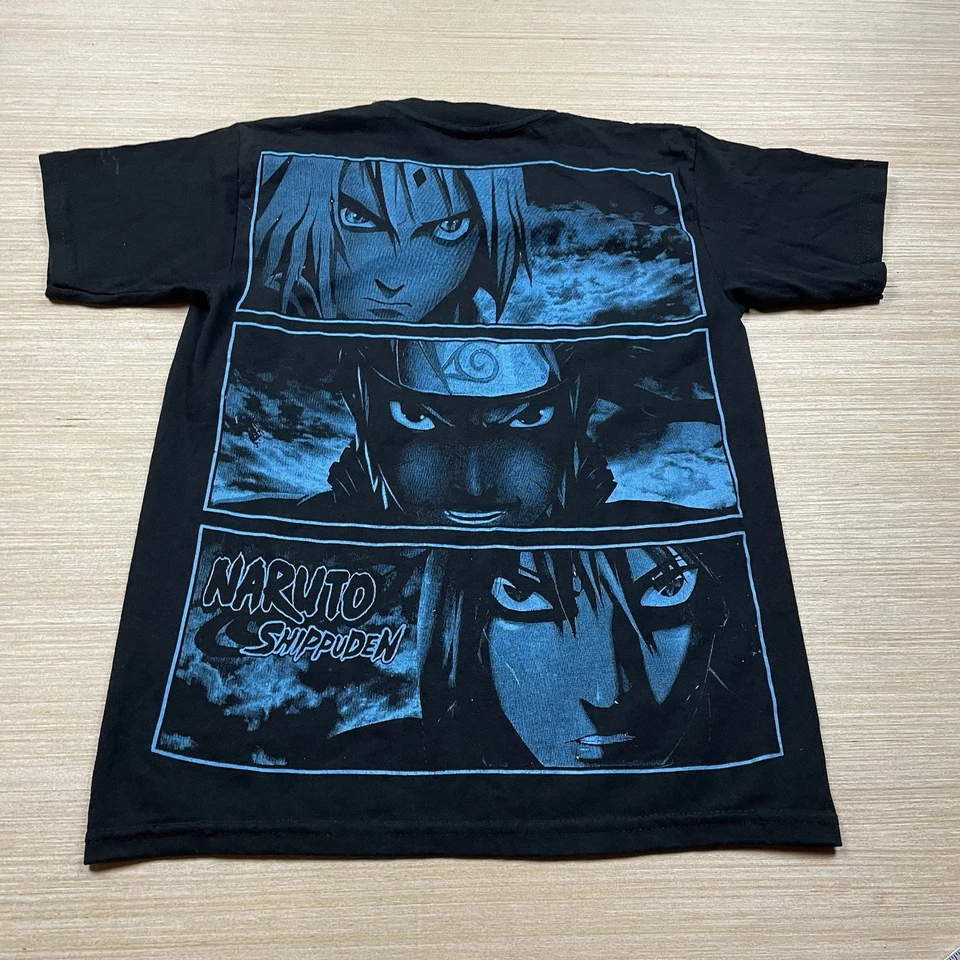 Camiseta De Colección Y2K Naruto Juvenil L Negra Anime Shippuden Sasuke Gráfico aop Foto 3 de 4