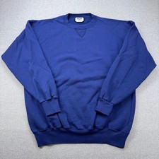 Vintage 90s High Intensity Blank Crewneck Sweatshirt Blue Made in USA 3XL Big