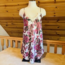 Dentelle Vintage 90's Women's Floral Lace Trim Slip Nightgown w/ Pouch Size S