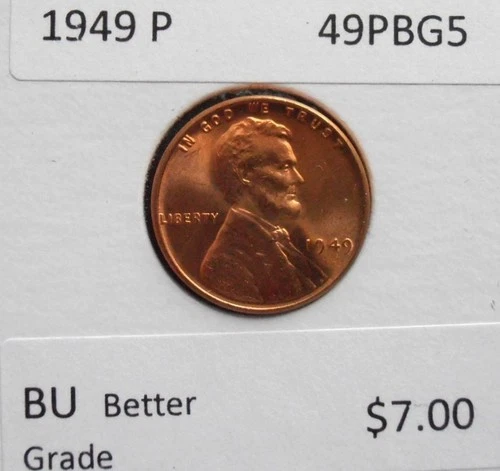 1949 P Lincoln Cent, Better Grade BU Coin ! (49PBG5)