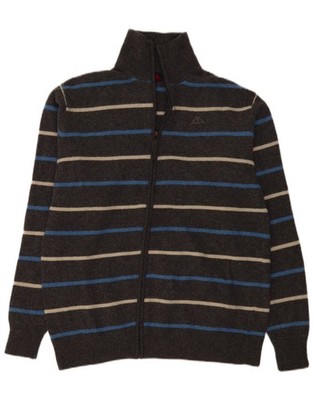 Kappa Mens Cardigan Sweater 2XL Grey Striped Wool AK11