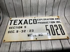 Vintage Porcelain Oil Field Sign - Texaco Inc Well No 502B
