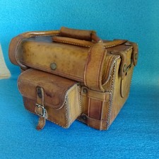 Vtg Antique Leather Camera Storage Case w/Rem...