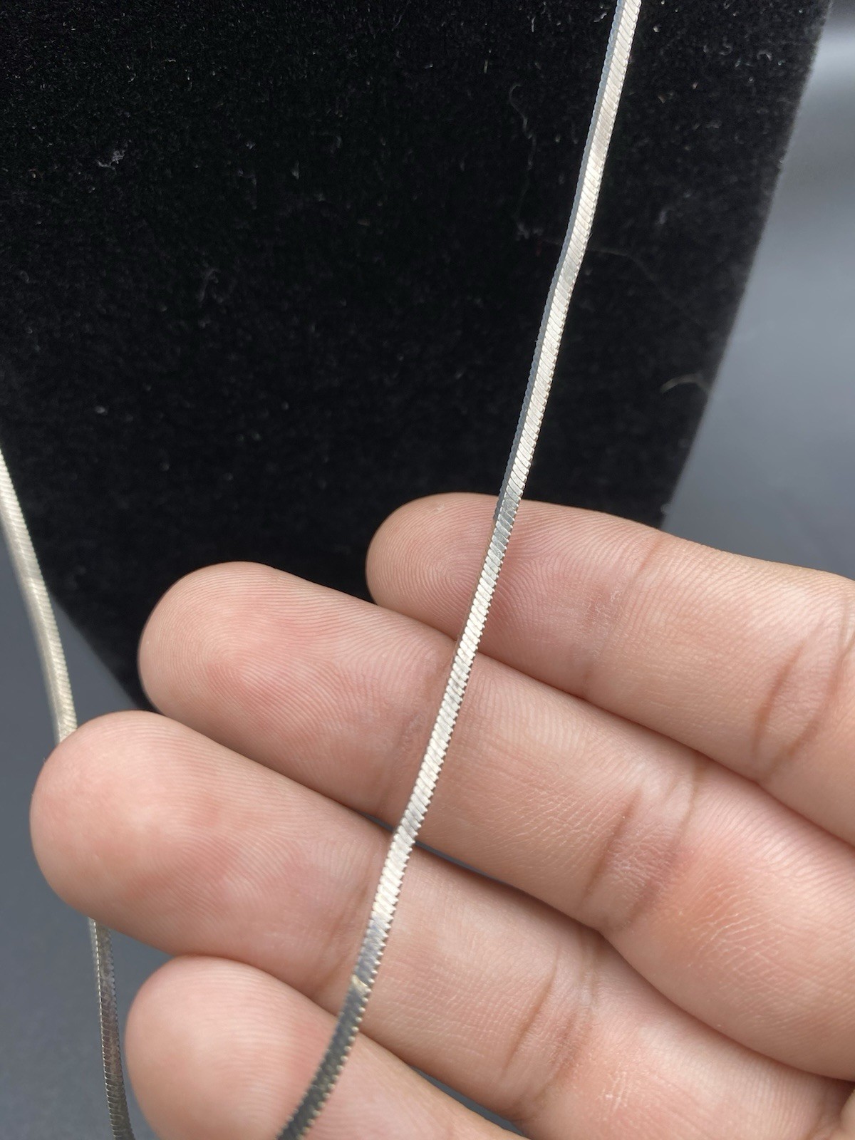 Solid 925 Sterling Sliver Herringbone Square Chai… - image 2