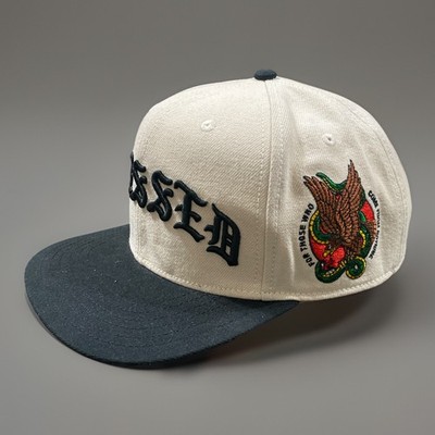 DGK Guerrero Cream & Black Snapback Hat Old English Embroidered Eagle Snake