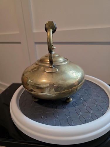Bollitore da tè vintage in ottone - manico in legno - patina - piccole ammaccature - pezzo da esposizione - Foto 8 di 9