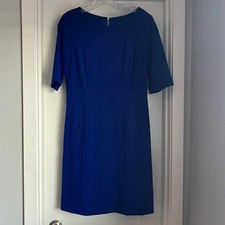 Tahari Arthur S Levine Cobalt Sheath Dress Half Sleeve Pockets