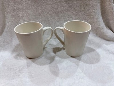 Simple white ceramic mugs, set of 2