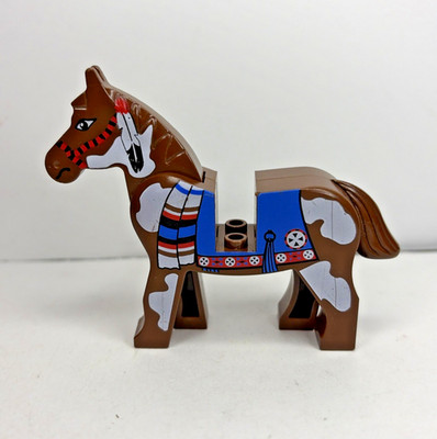 Lego Brown Horse Minifigure Blue Blanket Indians 6748 6746 6766 6763 6709  Vtg
