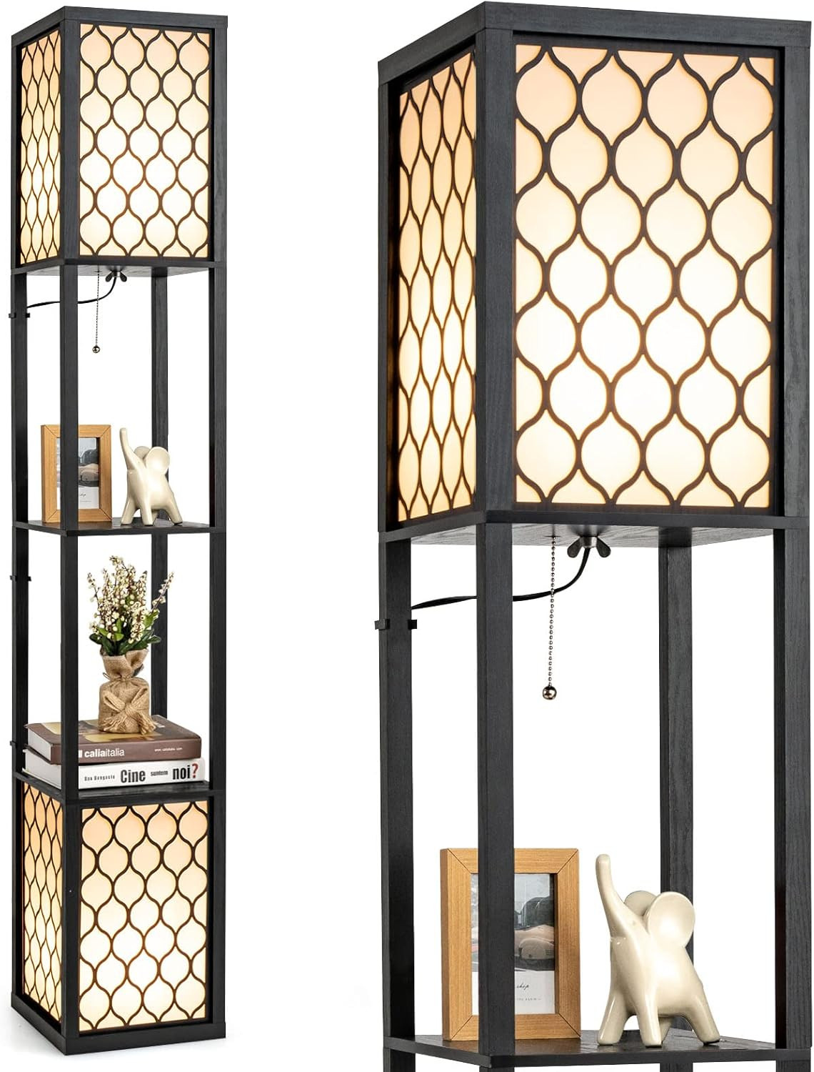 Lampada Da Terra Design E Vintage con 2 Ripiani - Piantana a Stelo Ideal