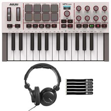Akai Professional MPK Mini 4 25-Key White 8 Pads MIDI Keyboard w Headphones