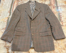 Ralph Lauren Mens Tweed Wool Blazer Plaid Brown Multi-Check Houndstooth 40S