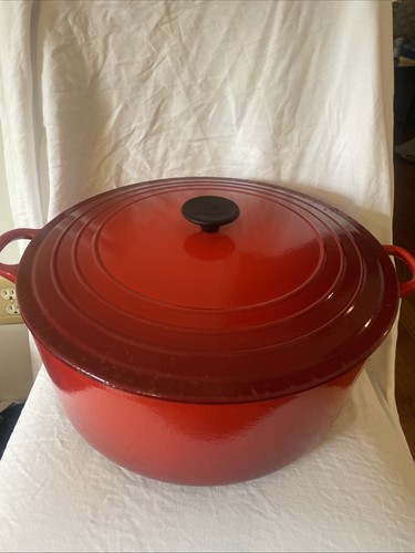 Le Creuset #34 Forno Olandese Rotondo 13,25 QT Ghisa Rossa con Coperchio Francia