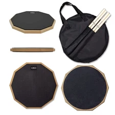12-Inch Double-Sided Silent Drum Practice Pad with Sticks & Carry Bag