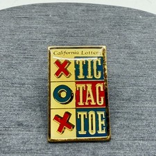 Lapel Pin California Lottery Tic Tac Toe Vintage Gold Tone Enamel Souvenir Game