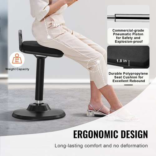 VEVOR Wobble Chair Height-Adjustable (24.6-34.4") Active Chair with Handle Black - Imagen 3 de 12
