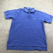 Polo Ralph Lauren Polo Shirt Mens XL Blue Solid Pony Logo Short Sleeve Knit