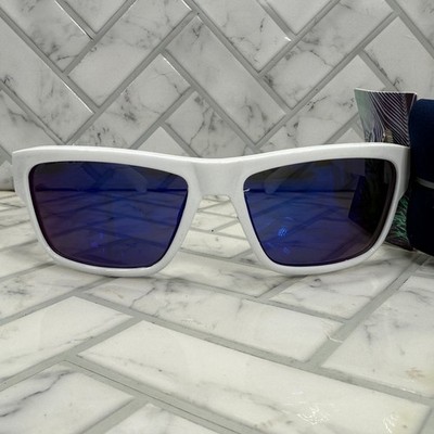 NWT Foster Grant CaliBlue Sunglasses 23 538 WHT MIR POL White Square W/ Strap