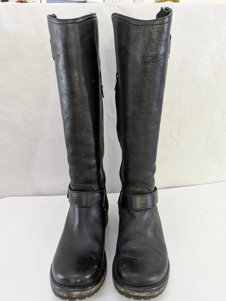 Botas de montar Steve Madden Fairmont de cuero negras hasta la rodilla para mujer talla 8 M Foto 2 de 4