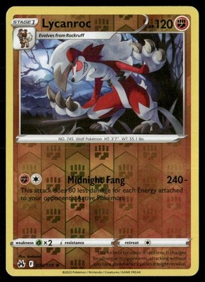 Lycanroc Crown Zenith 074/159 Rare Reverse Holo Pokemon Near Mint