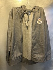 Real Madrid RMCF Full Zip Up Hoodie Gray Soccer Futbol Size L NEW WITH TAGS
