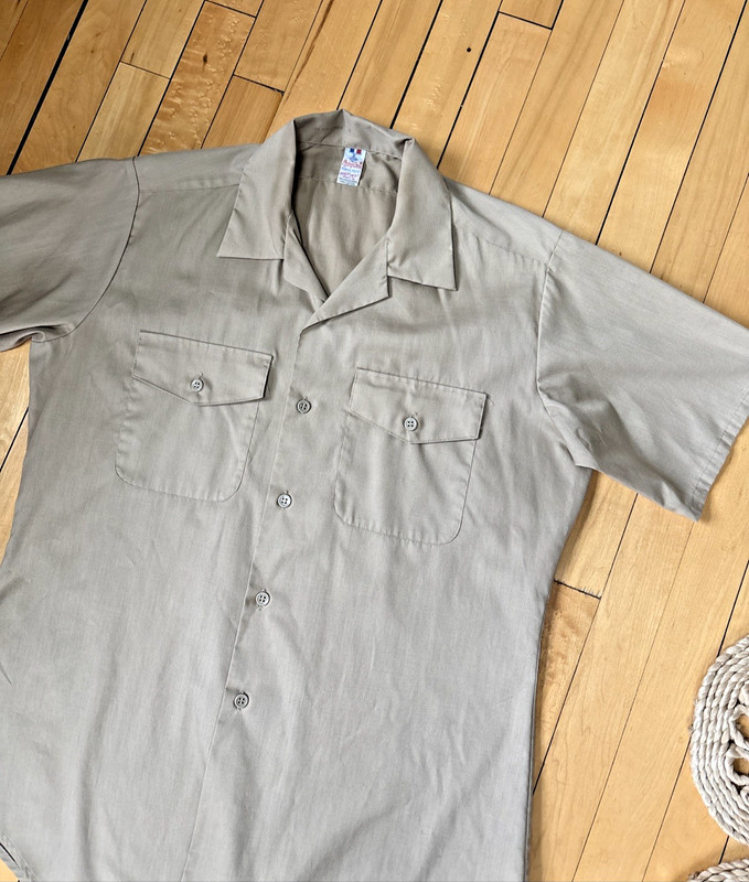 Vintage Flying Cross Men's Medium Beige Short Sleeve Button Up Shirt USA used
