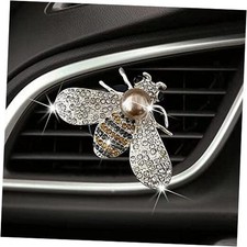 Silver Shiny Bee Vent Clips, Crystal Bee Car Air Freshener Vent Clip Car Bling