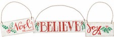 PBK Christmas Decor - Joy Noel Believe Prim Ornament Signs