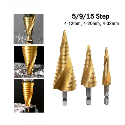 HSS Spiral Stufenbohrer Schälbohrer Titanbeschichtet Kegelsenker Metallbohrer - Bild 1 von 4