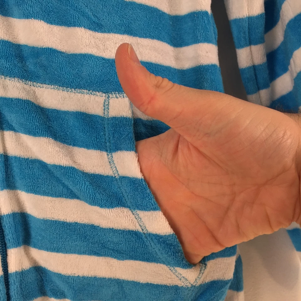 Ralph Lauren boys terry jacket 8-10 years white blue striped hooded zip 111081 - Image 3 of 4