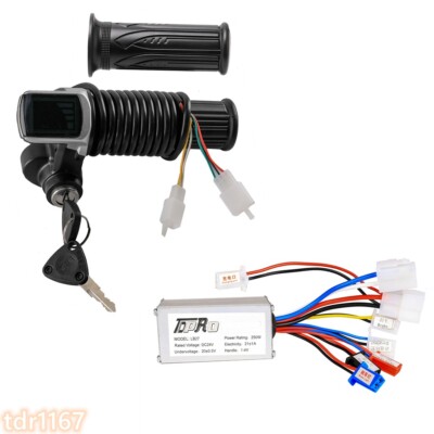 24V 250W Motor Brushed Speed Controller &Throttle Twist Grips E-Bike Scooter