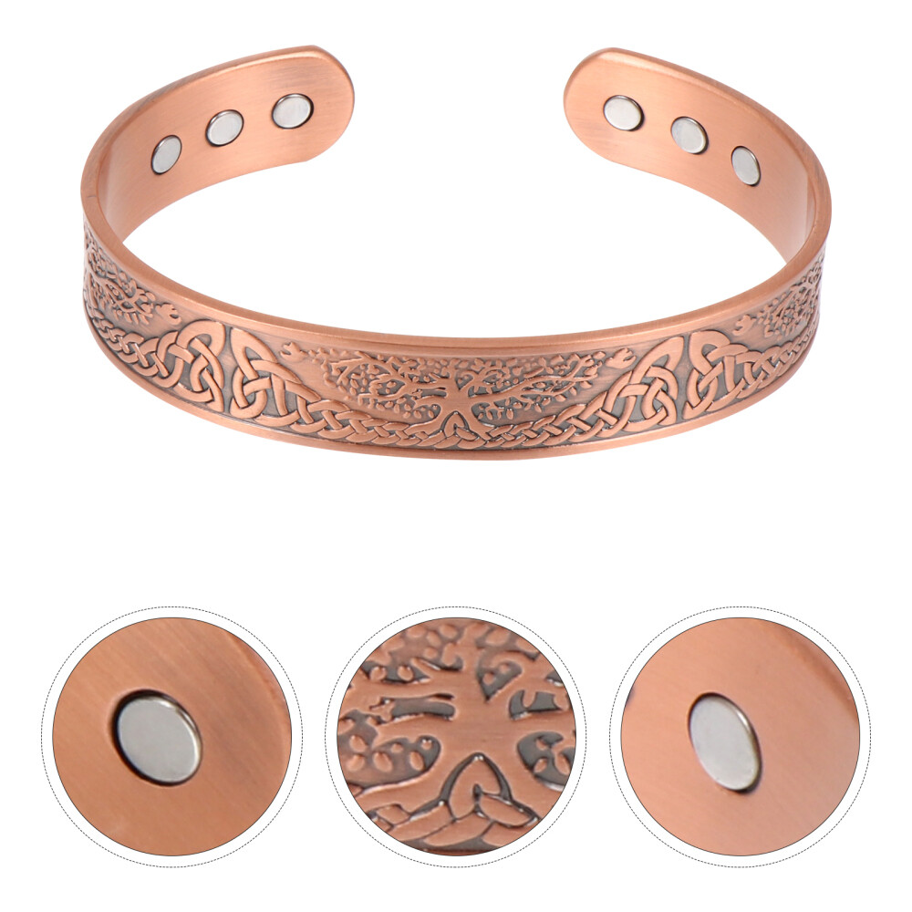 Wide Link Bangle Vintage Wrist Jewelry Relief Bangle Spiritual Bracelets