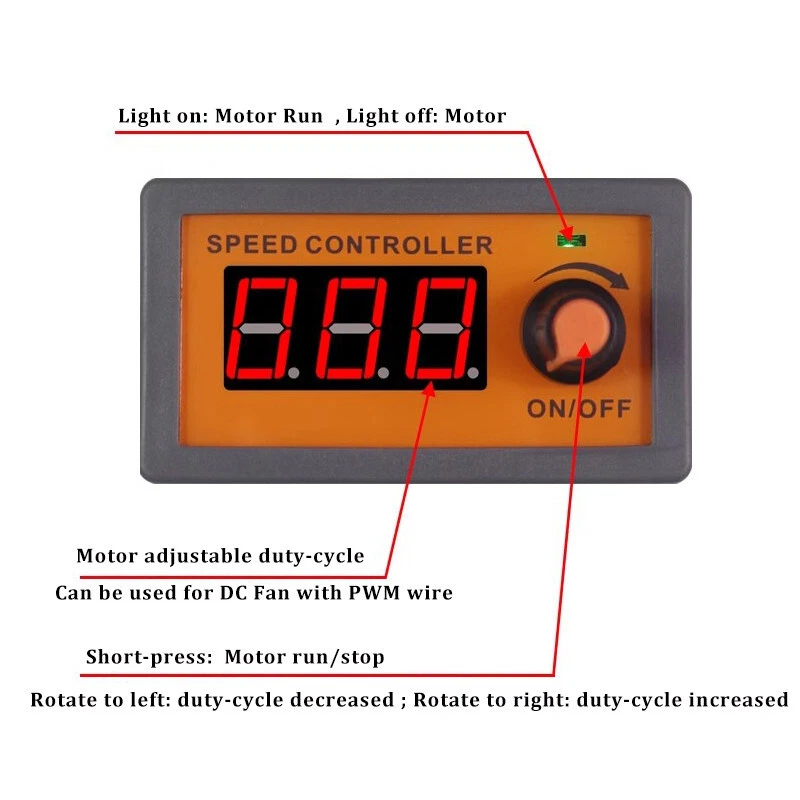 PWM DC 5-30V 5A Brushless Motor Fan Speed Controller Switch Digital Display - Image 3 of 4