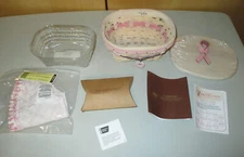 Longaberger Horizon of Hope Basket w Wooden Lid, Liner, Tie-On, Protector (2008)