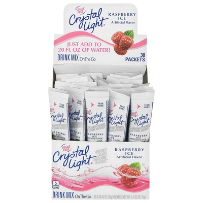 Flavored Drink Mix, Raspberry Ice, 30 .08oz Packets/Box