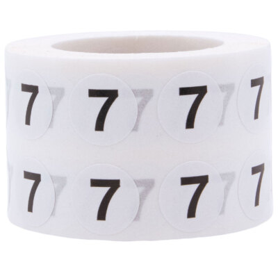 White with Black Number Stickers | 0.5'' Inch Round | 1000 Pack | Pick from 0-20