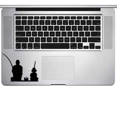 Father & Son Fishing Decal Sticker for Macbook Trackpad Laptop Cup Mug Decor Art
